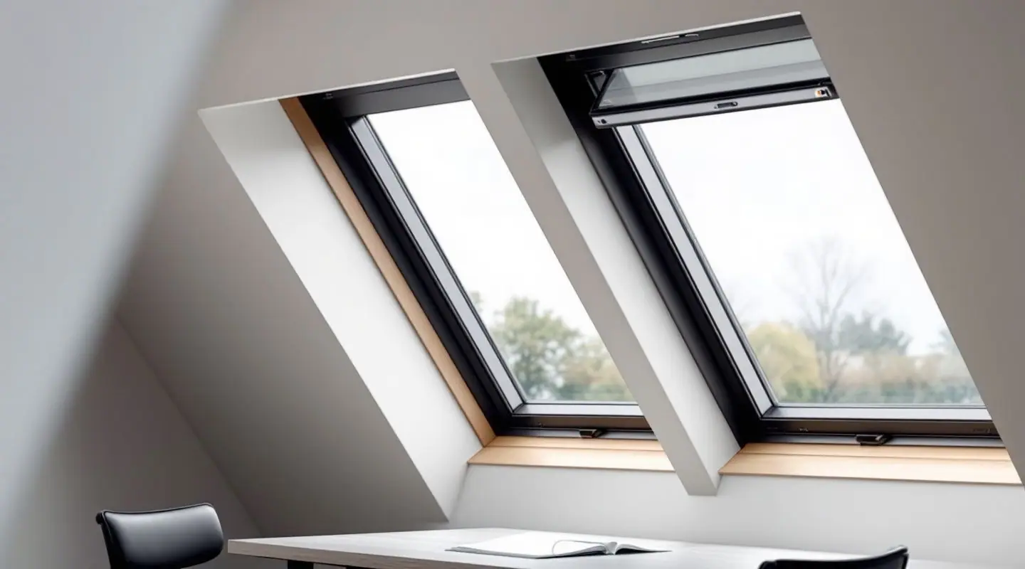 Fenêtre PVC avec étiquette de marquage CE et NF collée sur le dormant, dans une maison en rénovation